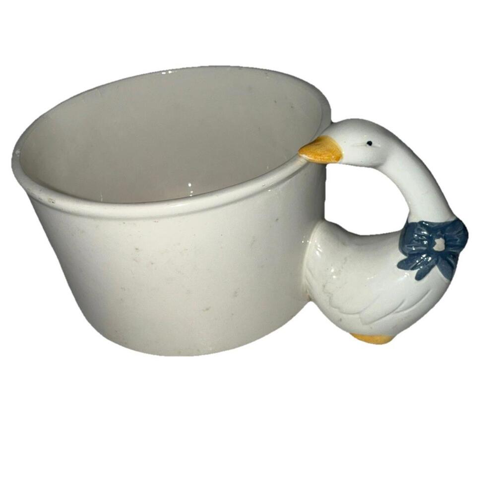 Blue Bow Goose Mug Bowl House Of Lloyd 1988 Vintage Art Pottery Cup